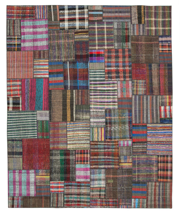 10' 10'' x 13' 5'' Vintage Turkish Patchwork Kilim Rug