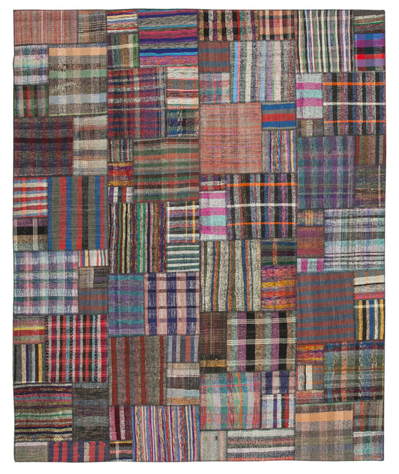10' 9'' x 13' 3'' Vintage Turkish Patchwork Kilim Rug