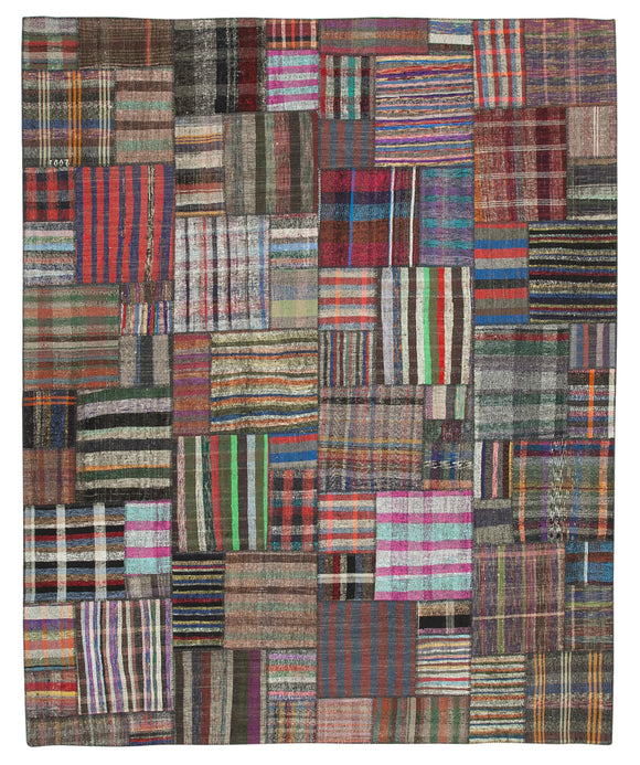 10' 10'' x 13' 2'' Vintage Turkish Patchwork Kilim Rug