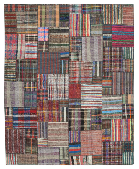 10' 9'' x 13' 3'' Vintage Turkish Patchwork Kilim Rug