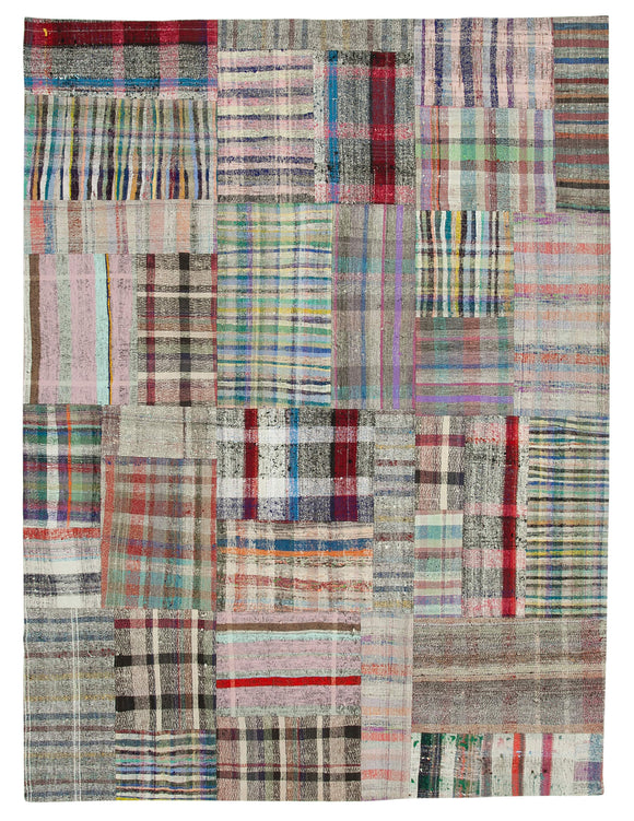 8' 8'' x 11' 8'' Vintage Turkish Patchwork Kilim Rug