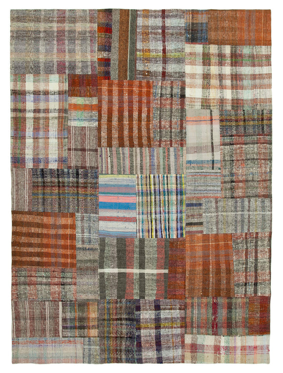 8' 8'' x 11' 10'' Vintage Turkish Patchwork Kilim Rug