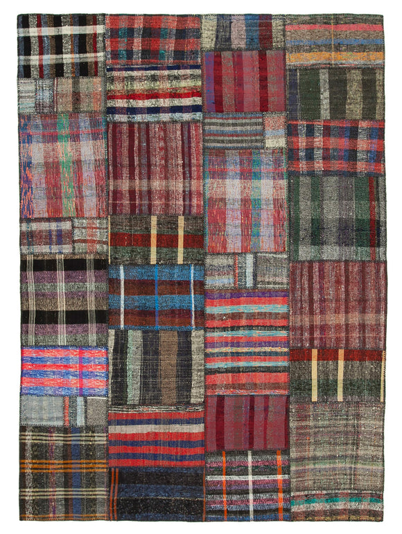 7' 4'' x 10' 2'' Vintage Turkish Patchwork Kilim Rug