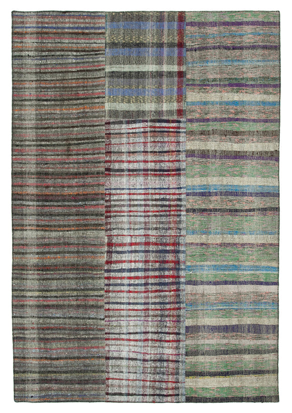 8' 2'' x 11' 10'' Vintage Turkish Patchwork Kilim Rug