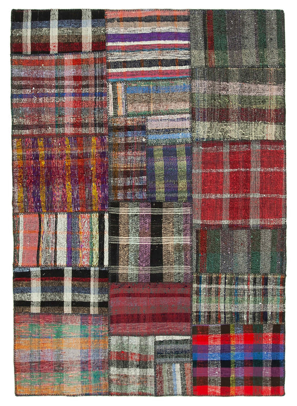 5' 9'' x 8' 2'' Vintage Turkish Patchwork Kilim Rug