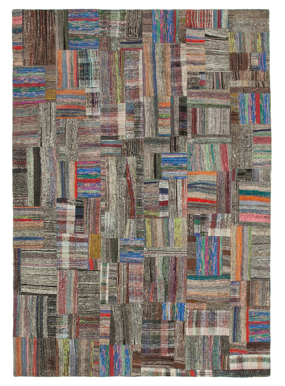 8' 7'' x 12' 5'' Vintage Turkish Patchwork Kilim Rug