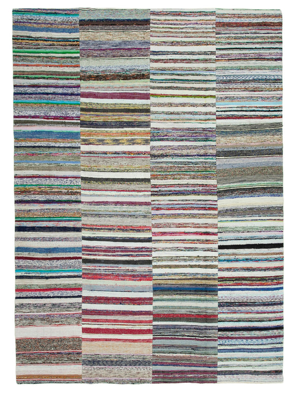 8' 7'' x 12' 2'' Vintage Turkish Patchwork Kilim Rug