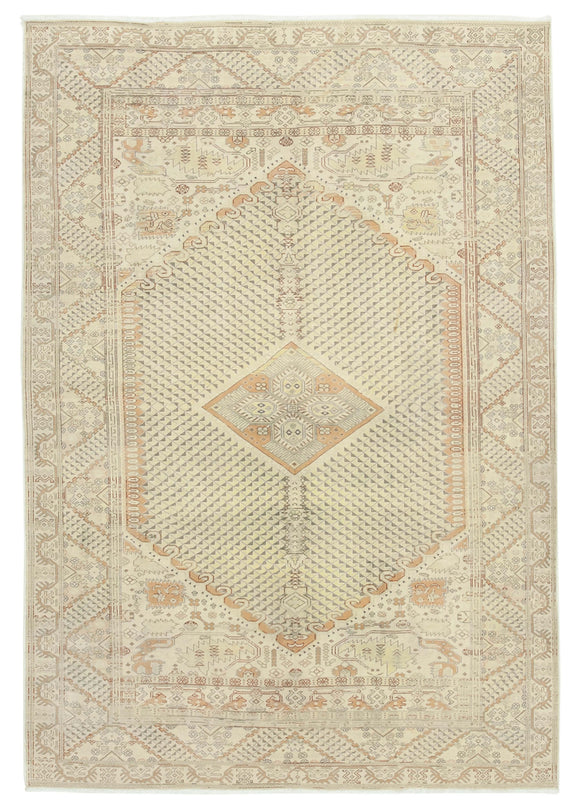 6' 7'' x 9' 5'' Turkish Vintage Hand-Knotted Rug