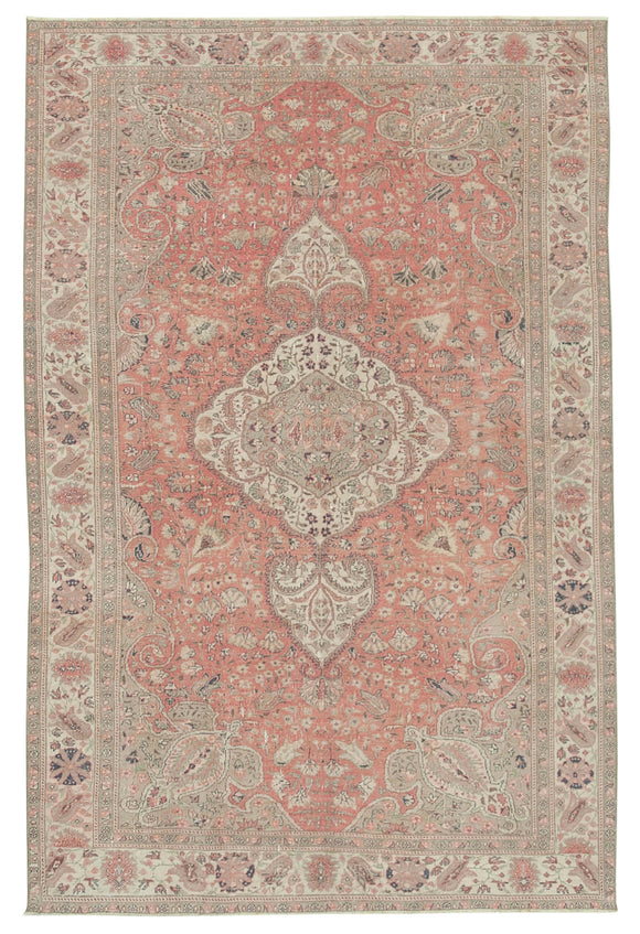 6' 3'' x 9' 6'' Turkish Vintage Hand-Knotted Rug