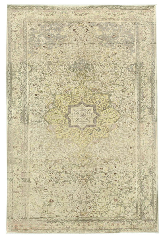6' 7'' x 9' 7'' Turkish Vintage Hand-Knotted Rug