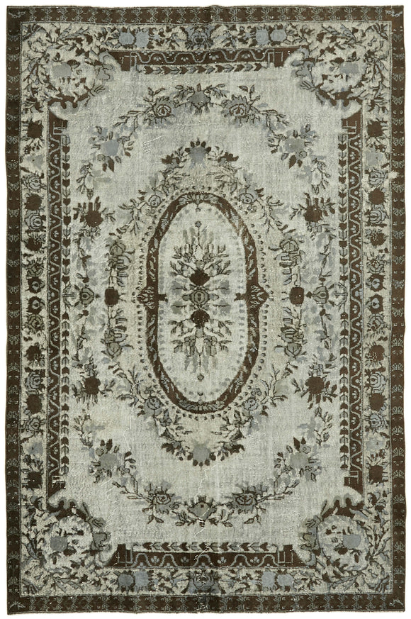 6' 9'' x 10' Turkish Hand Carved Rug