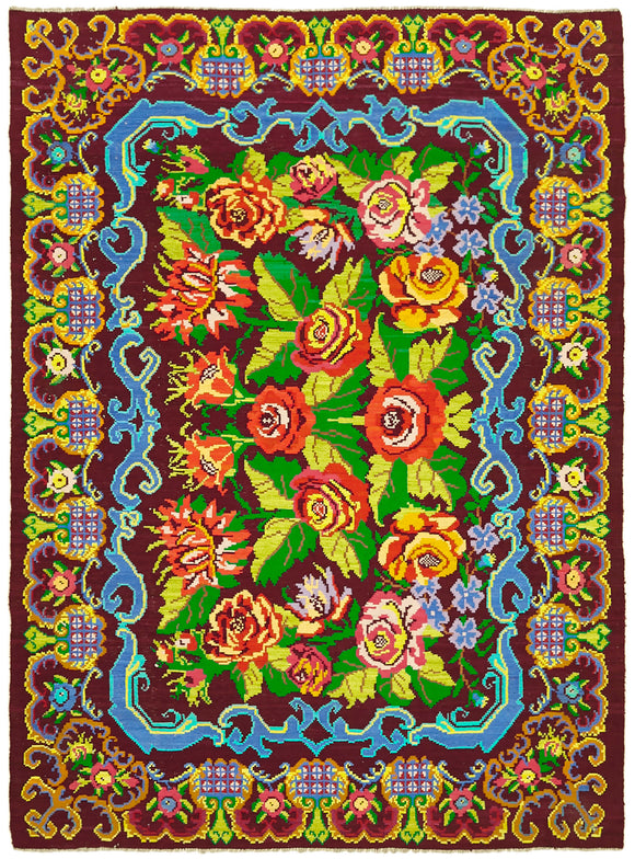 6' 8'' x 9' 1'' Moldovan Floral Kilim