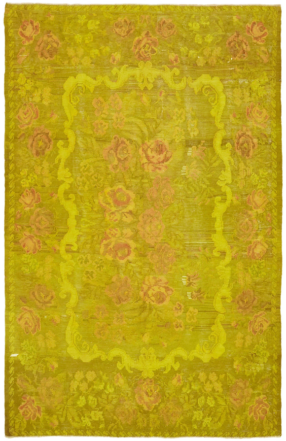 6' 5'' x 9' 10'' Floral Handwoven Wool Kilim Rug