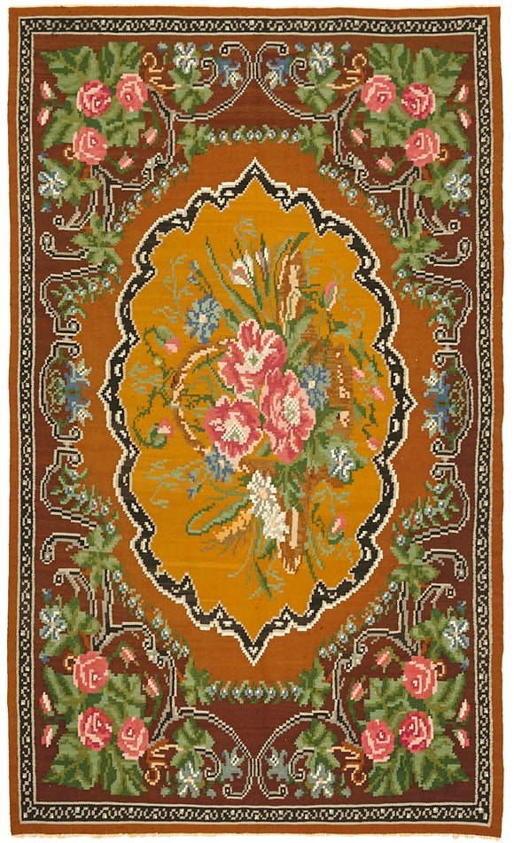 5' 7'' x 8' 9'' One Of a Kind Vintage Bessarabian Kilim