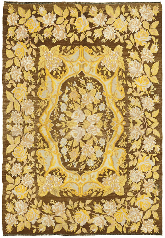 6' 1'' x 8' 8'' Vintage Floral Kilim Rug