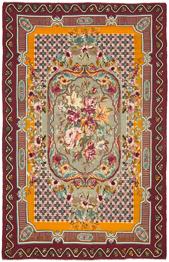 6' 7'' x 9' 10'' Traditional Moldovan Flat-Weaves Kilim
