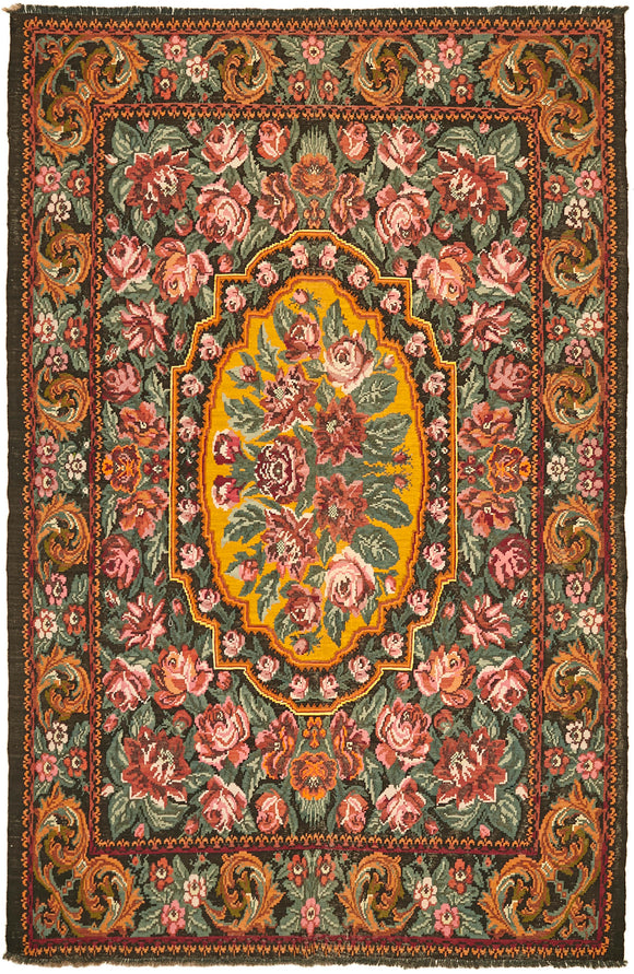 7' 7'' x 11' 6'' Handmade Floral Tapestry Kilim