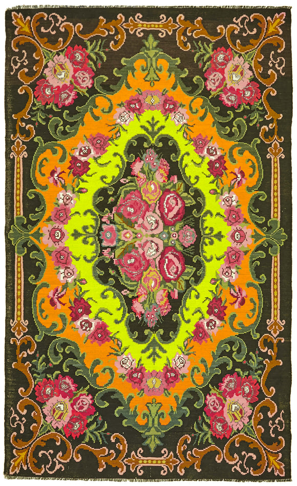 6' 11'' x 11' 2'' Moldovan Rose Floral Kilim Rug