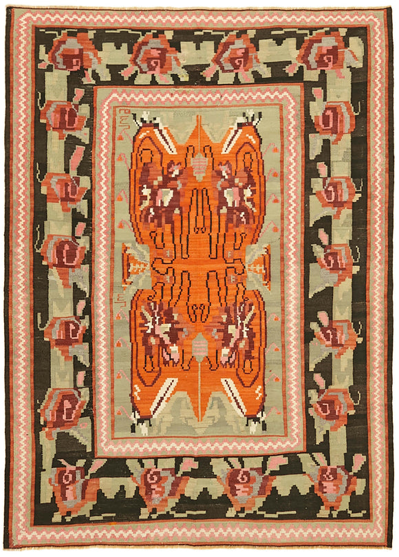 5' x 6' 9'' Handmade Floral Tapestry Kilim