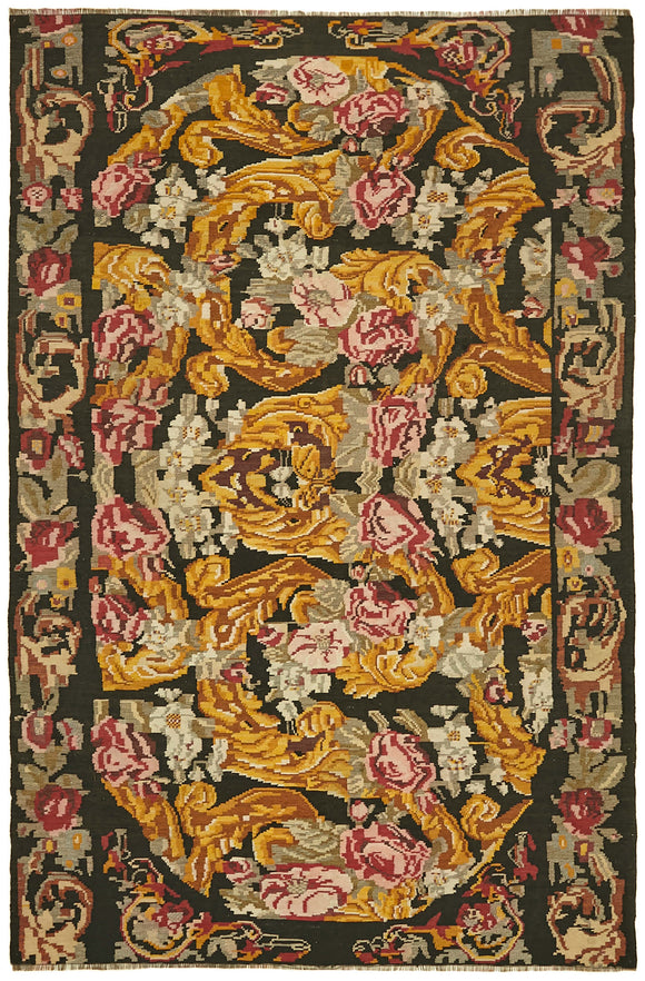 6' 3'' x 9' 3'' Handwoven Moldovan Kilim Rug