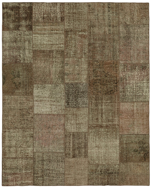 8' 2'' x 9' 10'' Hand-Knotted Turkish Patchwork Rug