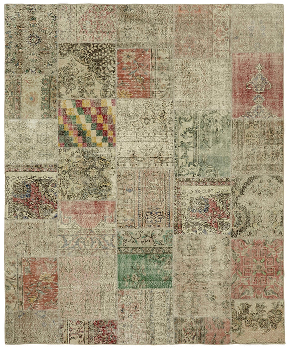 8' 3'' x 9' 10'' Hand-Knotted Turkish Patchwork Rug