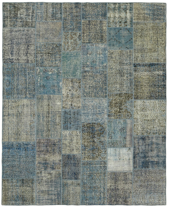 8' 2'' x 9' 10'' Hand-Knotted Turkish Patchwork Rug