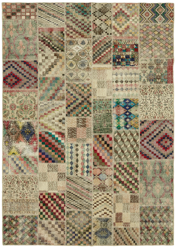 8' 2'' x 11' 6'' Hand-Knotted Turkish Patchwork Rug