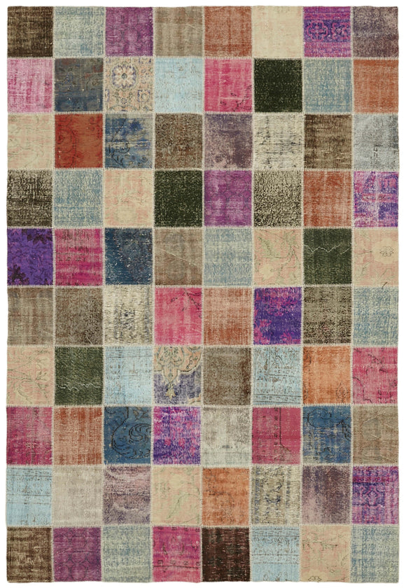 8' 2'' x 11' 9'' Hand-Knotted Turkish Patchwork Rug