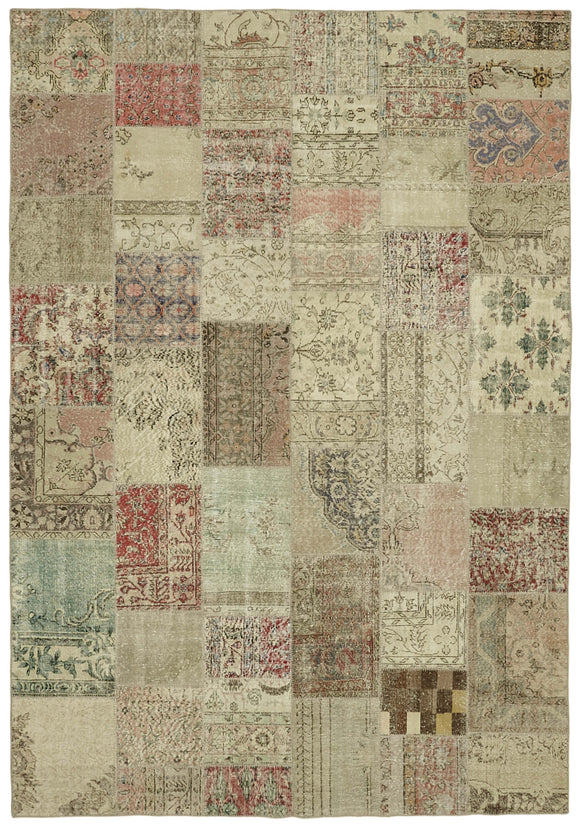 8' 2'' x 11' 6'' Hand-Knotted Turkish Patchwork Rug