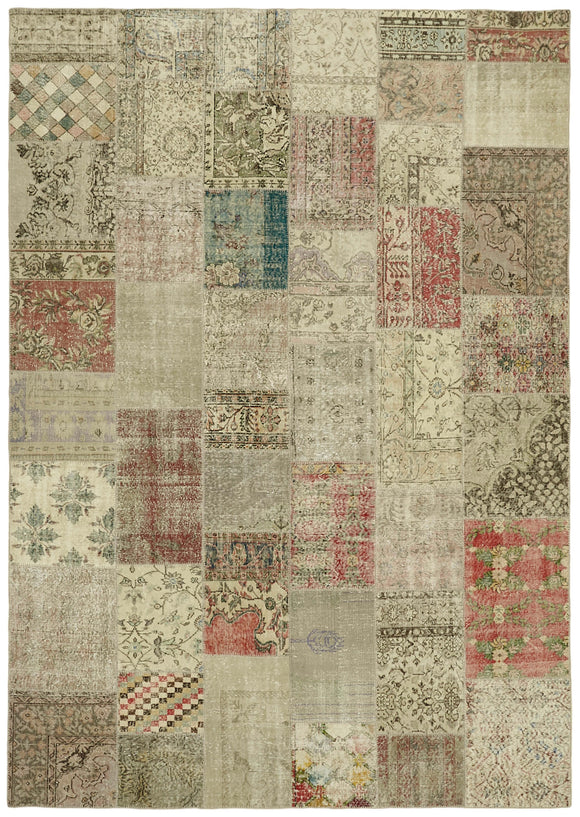 8' 2'' x 11' 6'' Hand-Knotted Turkish Patchwork Rug