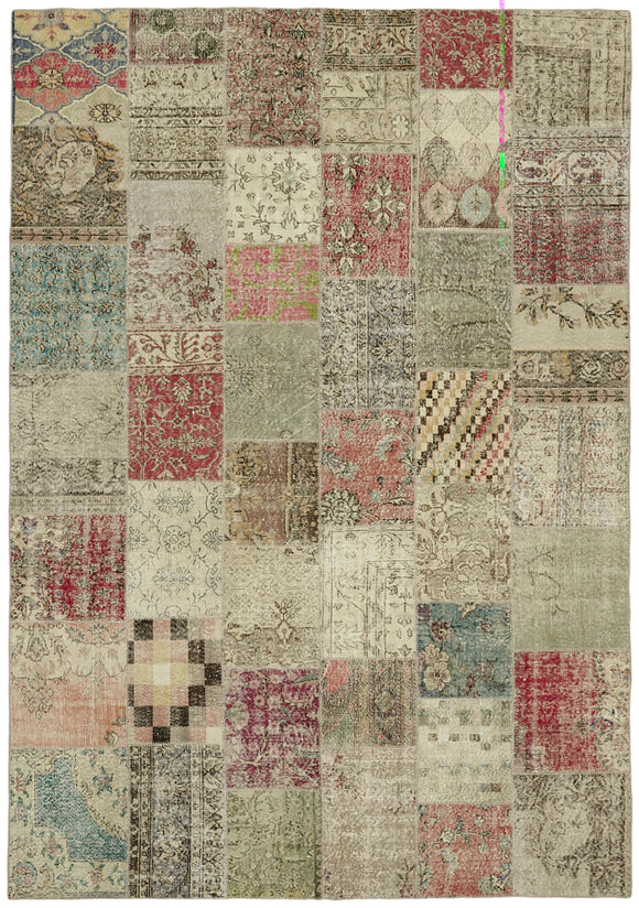 8' 2'' x 11' 6'' Hand-Knotted Turkish Patchwork Rug