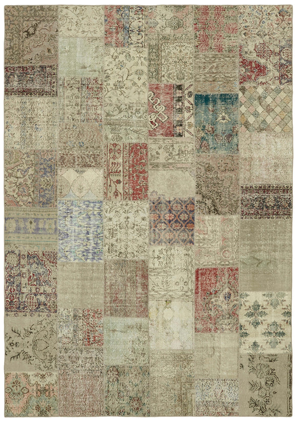8' 2'' x 11' 6'' Hand-Knotted Turkish Patchwork Rug