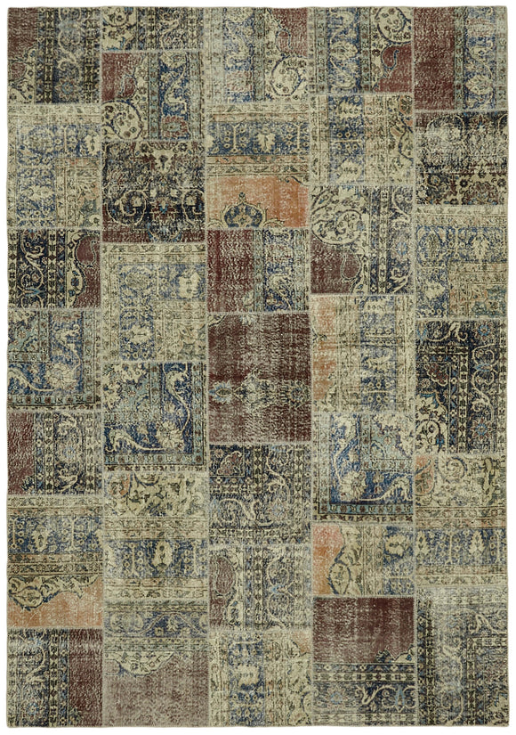 8' 2'' x 11' 7'' Hand-Knotted Turkish Patchwork Rug