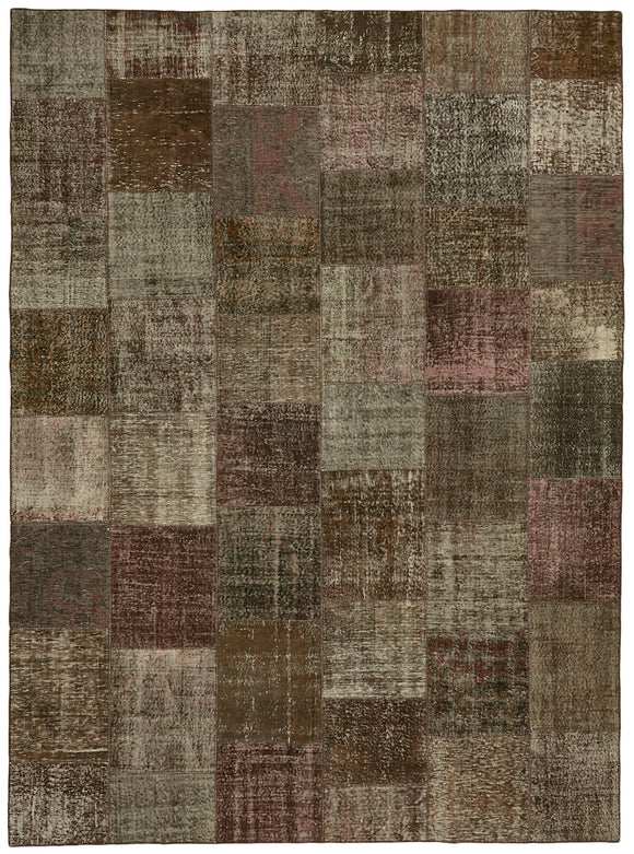 9' 10'' x 13' 1'' Hand-Knotted Turkish Patchwork Rug