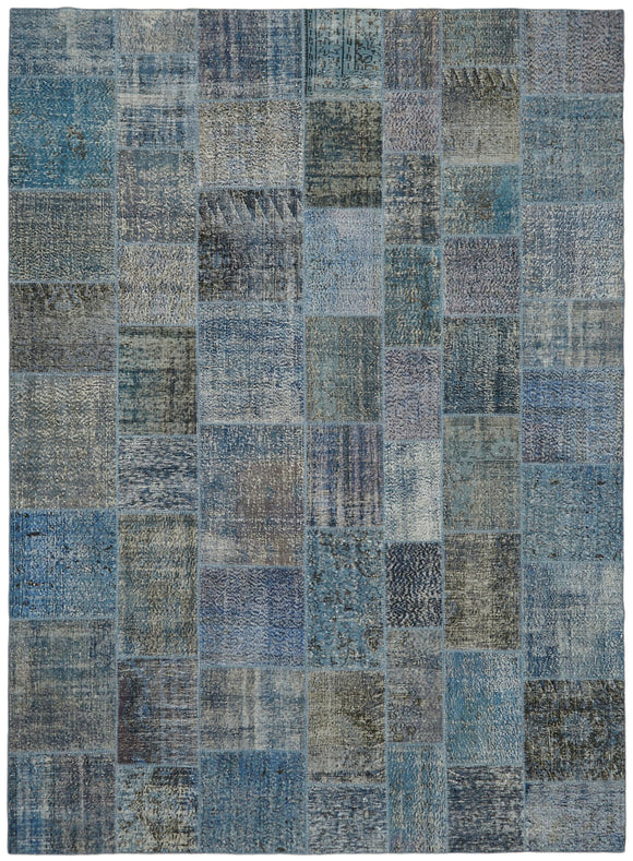 9' 10'' x 13' 1'' Blue Turkish Patchwork Rug