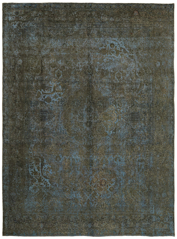 9' 8'' x 12' 9'' Blue Vintage Hand-Knotted Rug