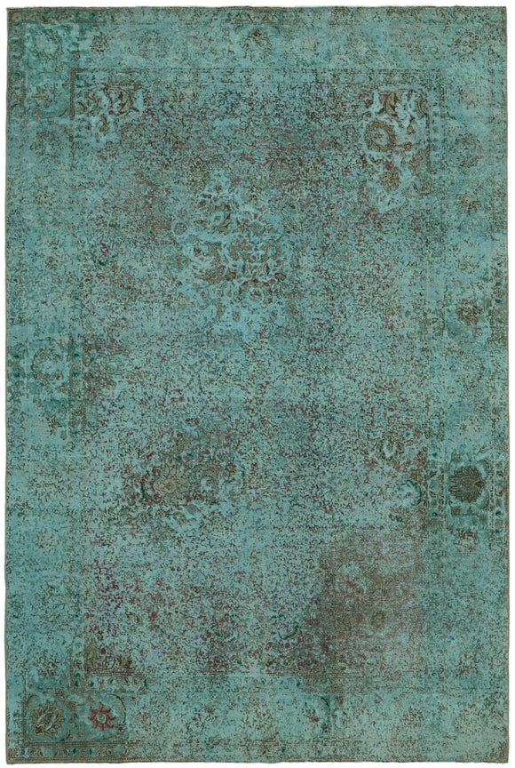 7' 10'' x 11' 8'' Turquoise Vintage Hand-Knotted Rug