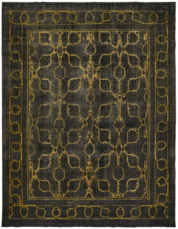 9' 10'' x 12' 4'' Black Hand-Knotted Large Area Rug