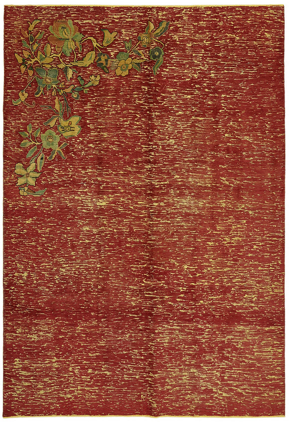 7' 8'' x 10' 10'' Red Hand-Knotted Large Area Rug