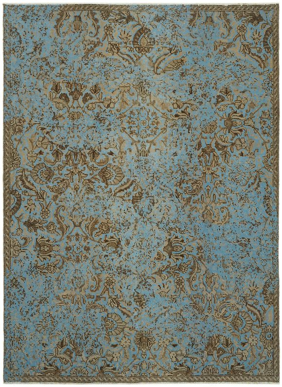 6' 8'' x 8' 11'' Blue Hand-Knotted Large Area Rug