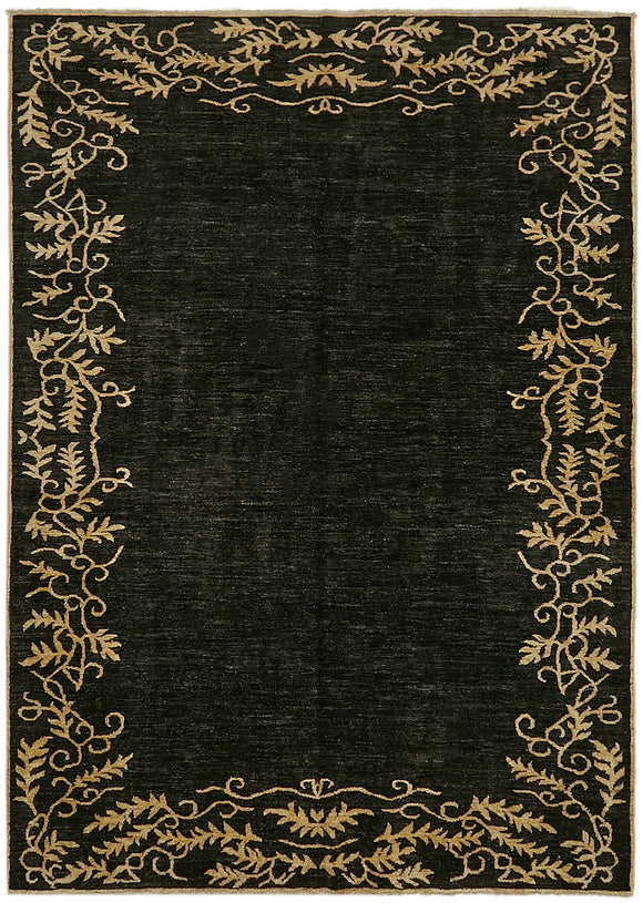 7' x 9' 9'' Black Handmade Large Area Rug