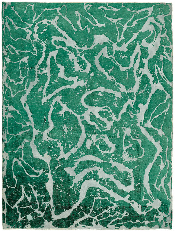 9' 2'' x 11' 11'' Green Handmade Large Area Rug