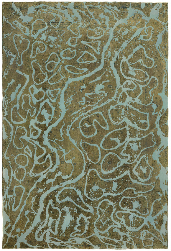 9' 6'' x 13' 7'' Turquoise Hand-Knotted Persian Rug