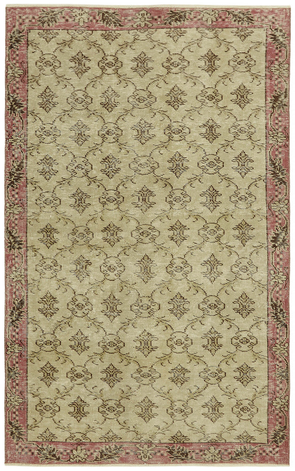 4' x 6' 4'' Hand-Knotted Turkish Vintage Rug
