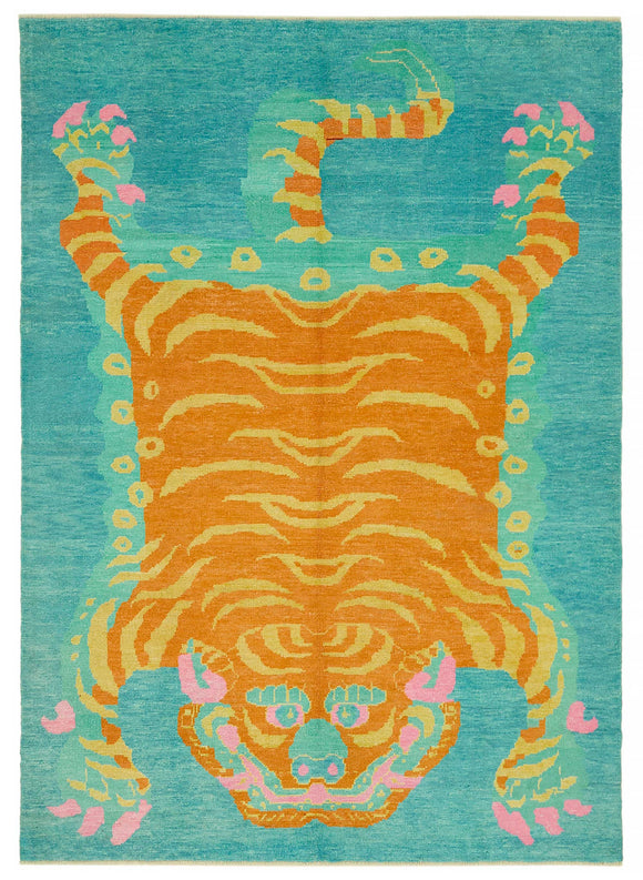 7' 3'' x 10' 2'' Handmade Tiger Rug