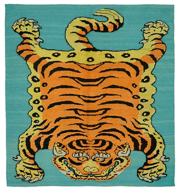 6' 0'' x 6' 7'' Handmade Tiger Rug