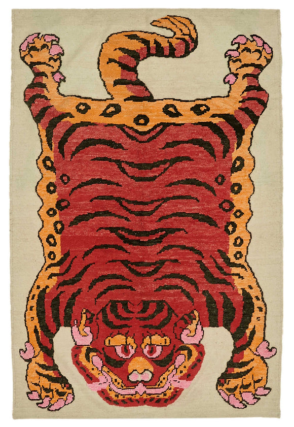4' 8'' x 7' 5'' Handmade Tiger Rug