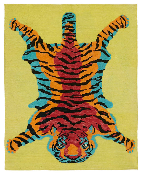5' 3'' x 6' 8'' Handmade Tiger Rug