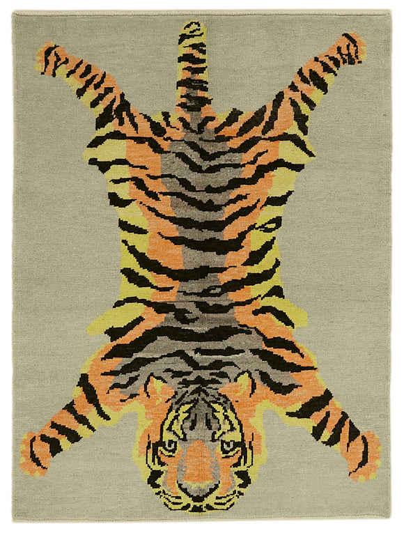 4' 8'' x 6' 2'' Handmade Tiger Rug